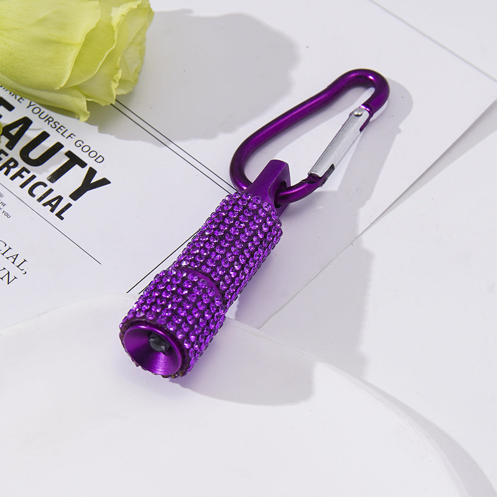 Wholesale Rhinestone Mini LED Flashlight Carabiner Flashlight Keychain
